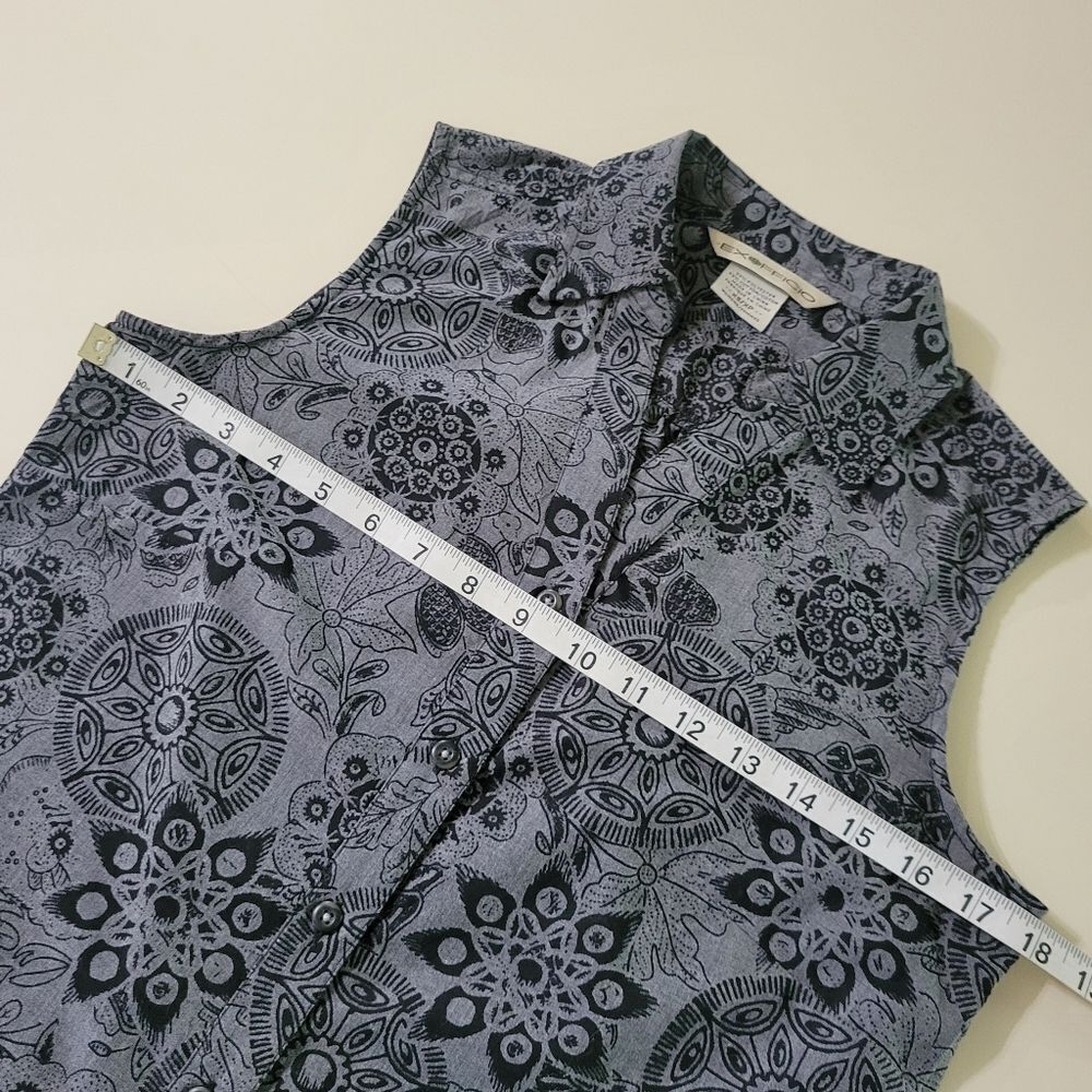 Exofficio Women's Gray Floral Sleeveless  V-neck Button-down Blouse - Picture 3 of 13